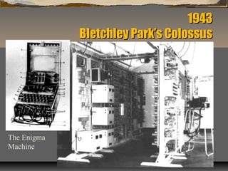 19431943
Bletchley Park’s ColossusBletchley Park’s Colossus
The Enigma
Machine
 
