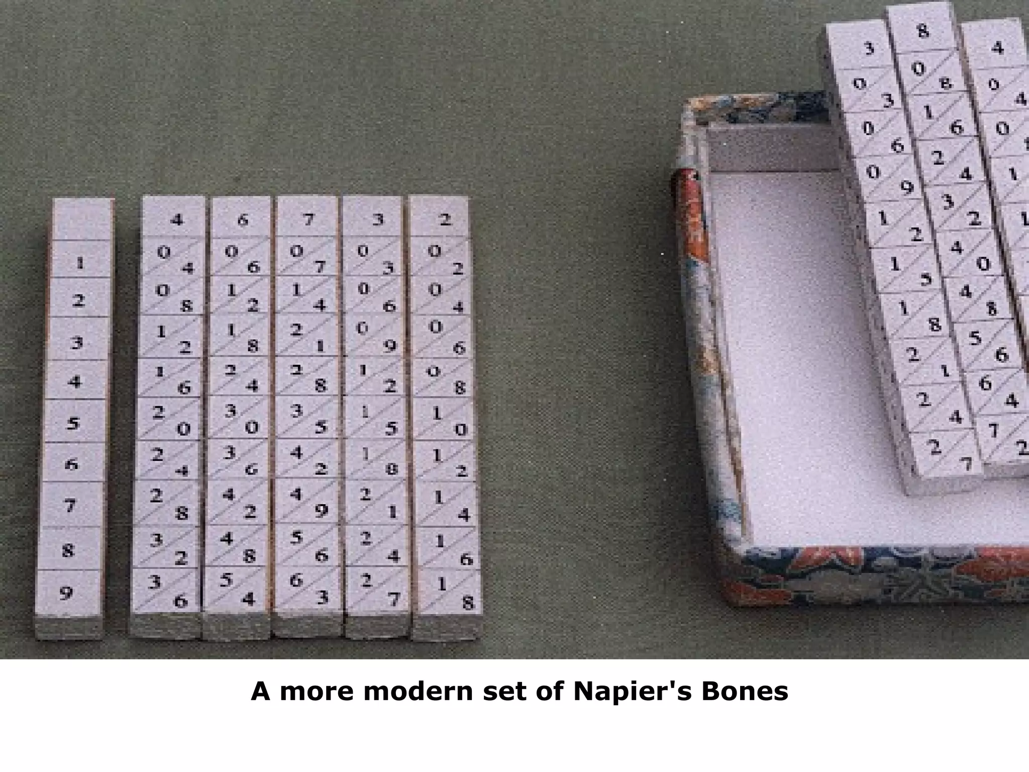 A more modern set of Napier's Bones 
 