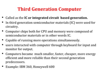 Key Board Third Generation Computer History of computing | PPT