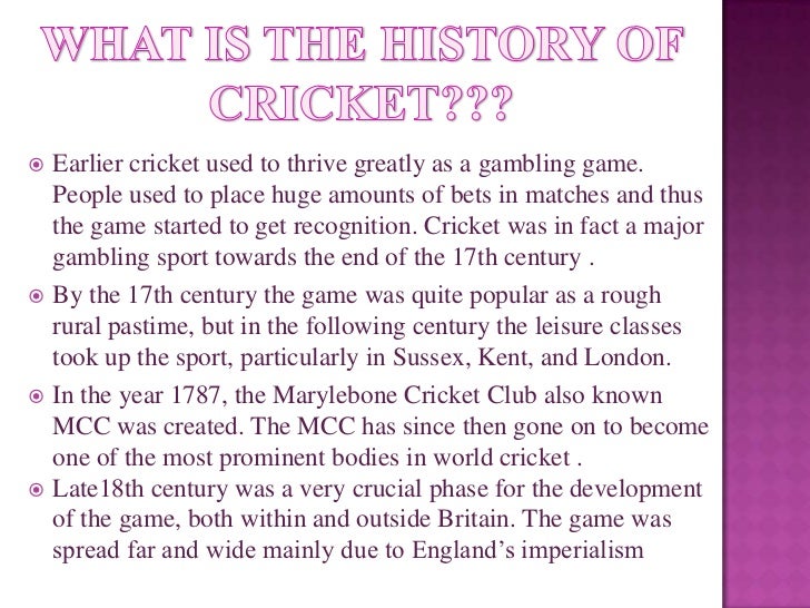 history of the cricket essay