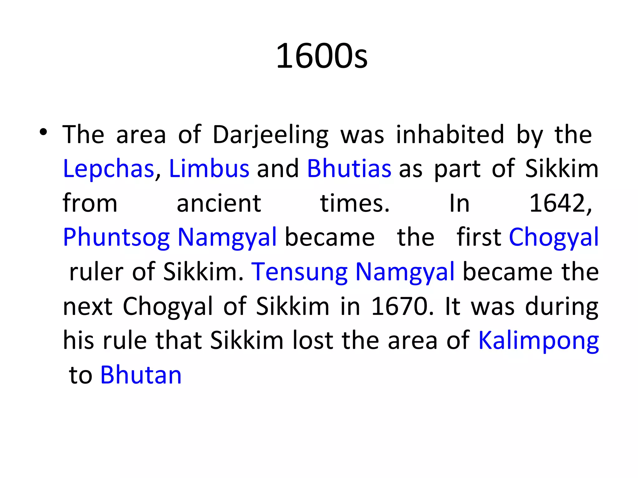 History of darjeeling upto 1947 | PPT