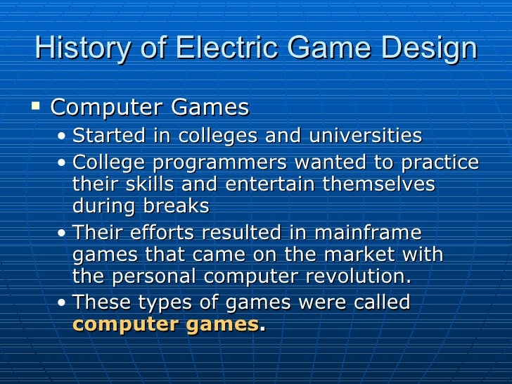 History Of Electronic Game Design
