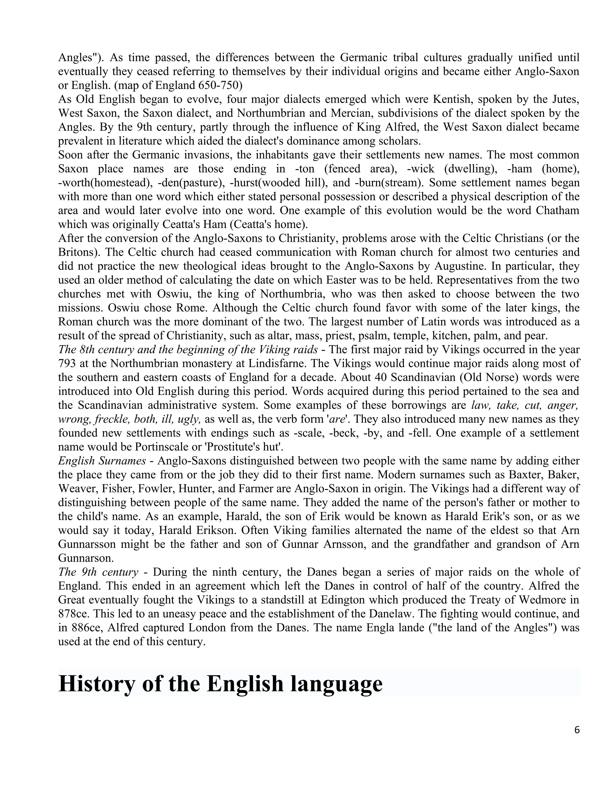 History of english language