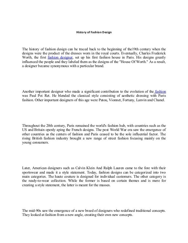 History of fashion design