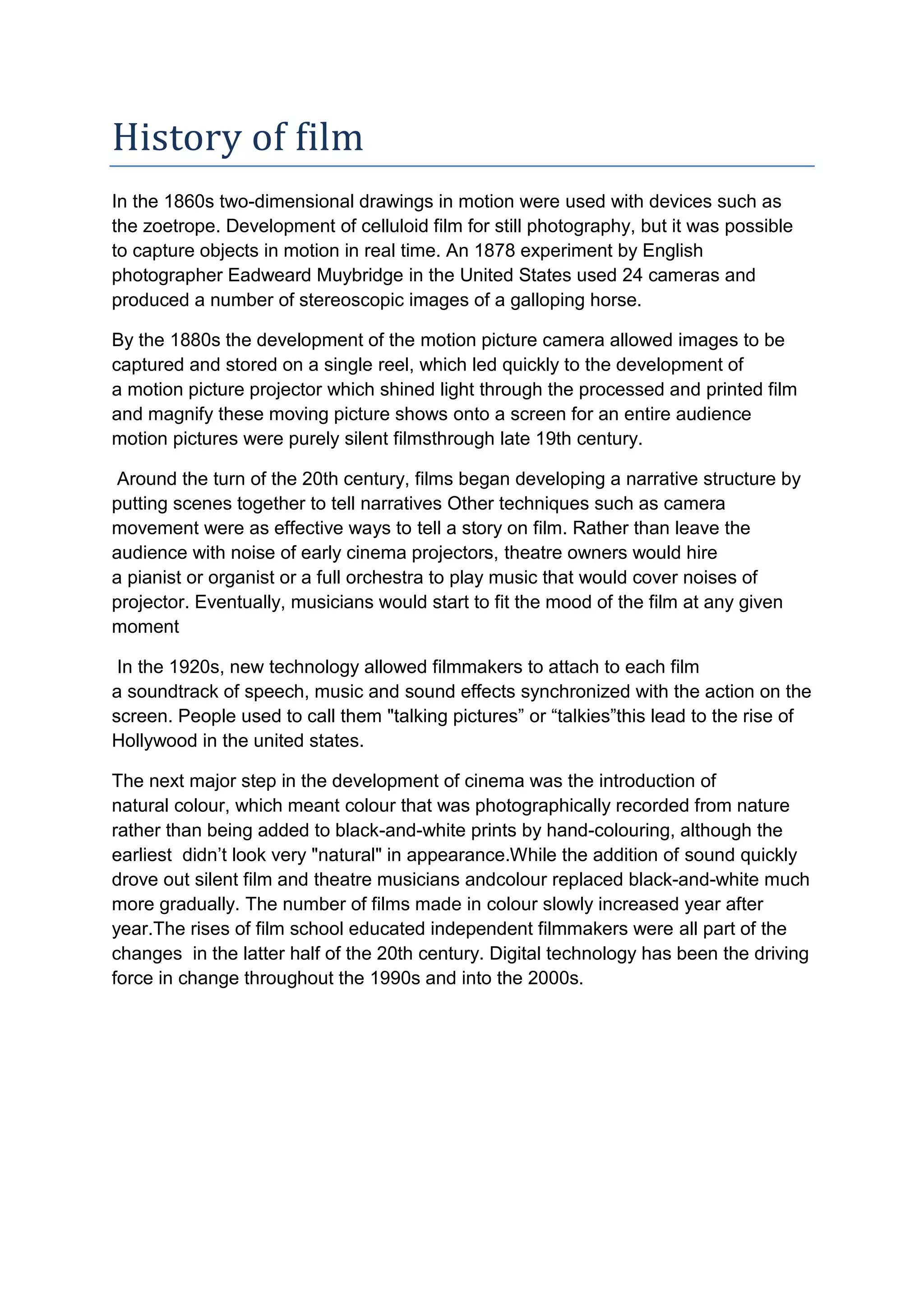 History of film | DOCX