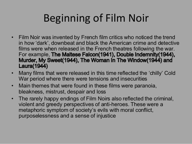 History and conventions of Film Noir