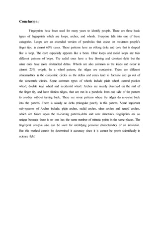 Basic Fingerprints Classification And Analysis | PDF