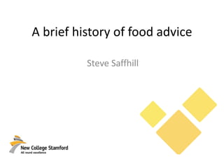 A brief history of food advice
Steve Saffhill
 