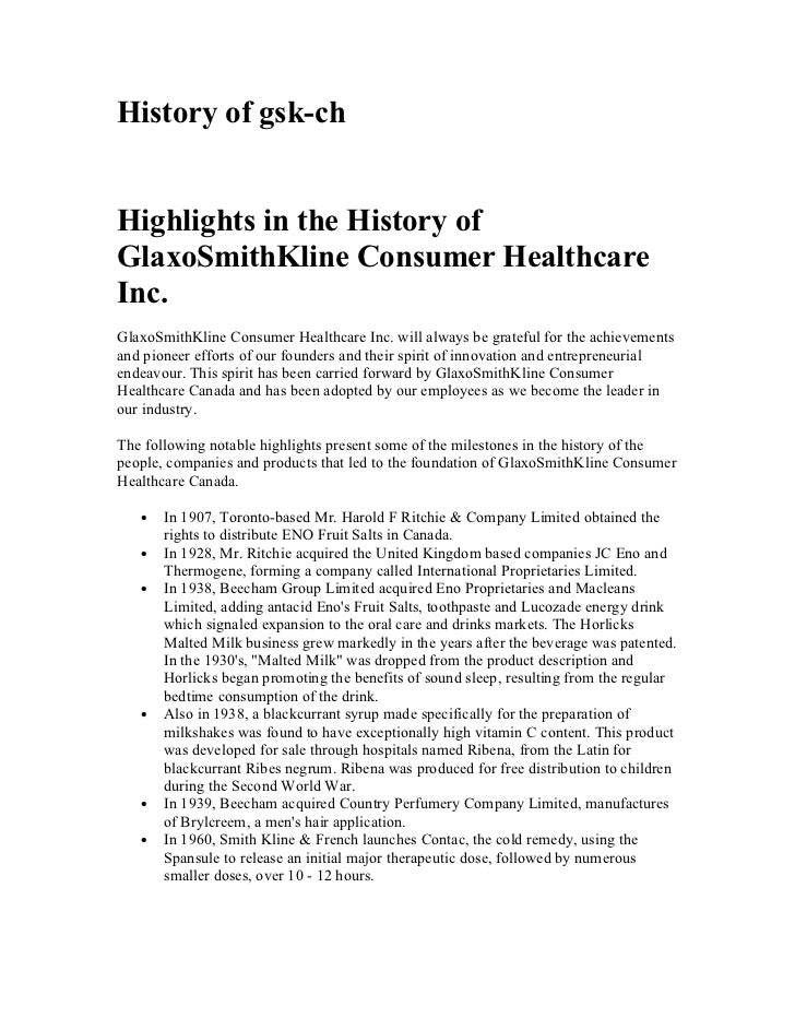History of gsk