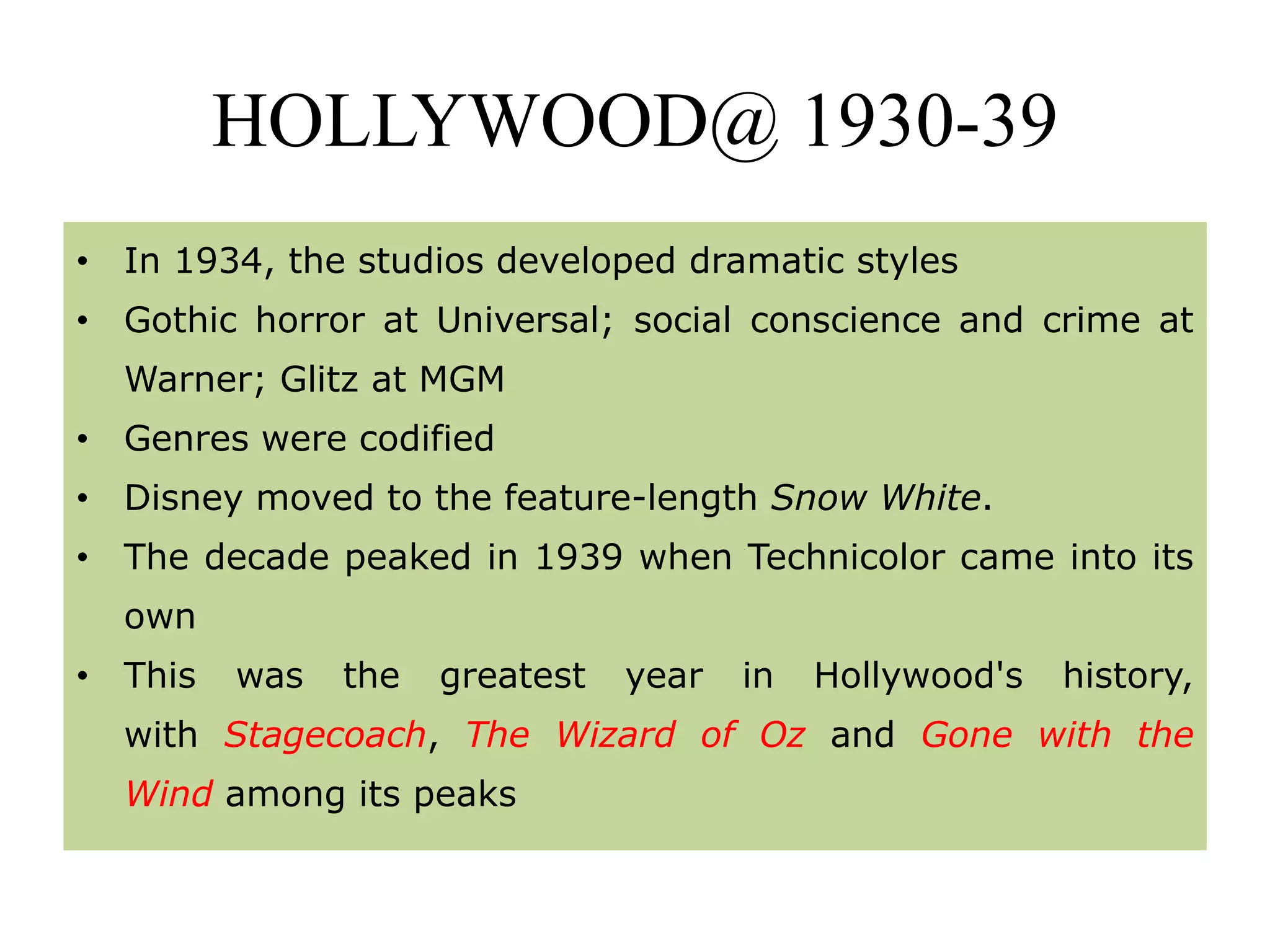 History of hollywood cinema | PPTX