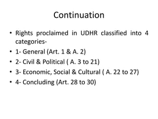 Concluding Rights History of human rights, UDHR, ICCPR & ICESCR | PPTX