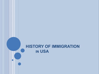 HISTORY OF IMMIGRATION
IN USA
 