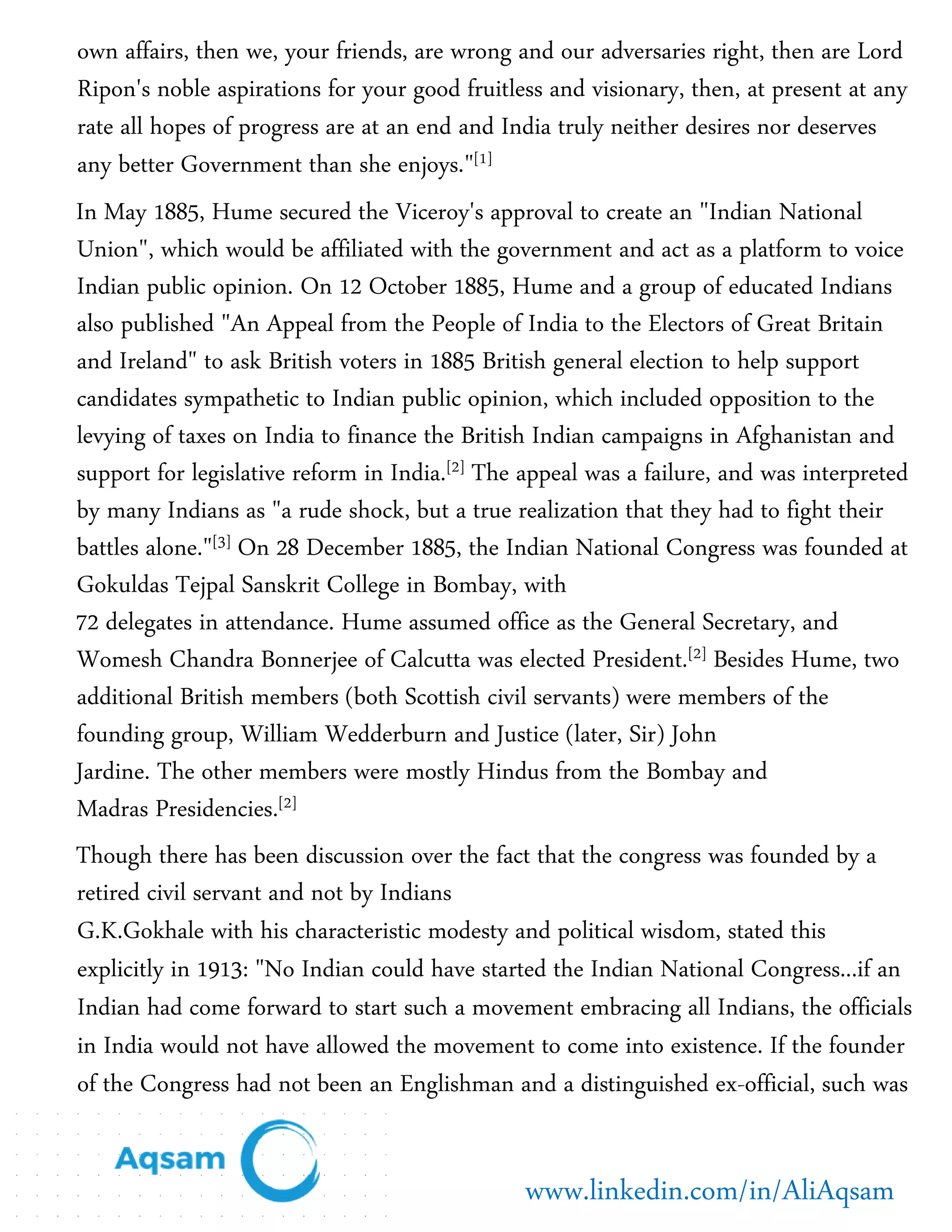 History Of Indian National Congress - Detailed Information | PDF