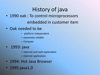 History of java' | PPT