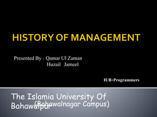Presented By : Qamar Ul Zaman
Huzail Jameel
IUB-Programmers
The Islamia University Of
Bahawalpur(Bahawalnagar Campus)
 