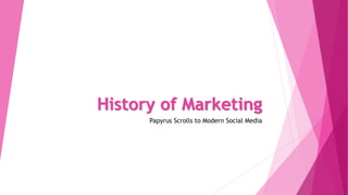 History of Marketing
Papyrus Scrolls to Modern Social Media
 