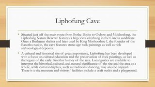 Historical places of Lesotho including Masitise cava and others PPT