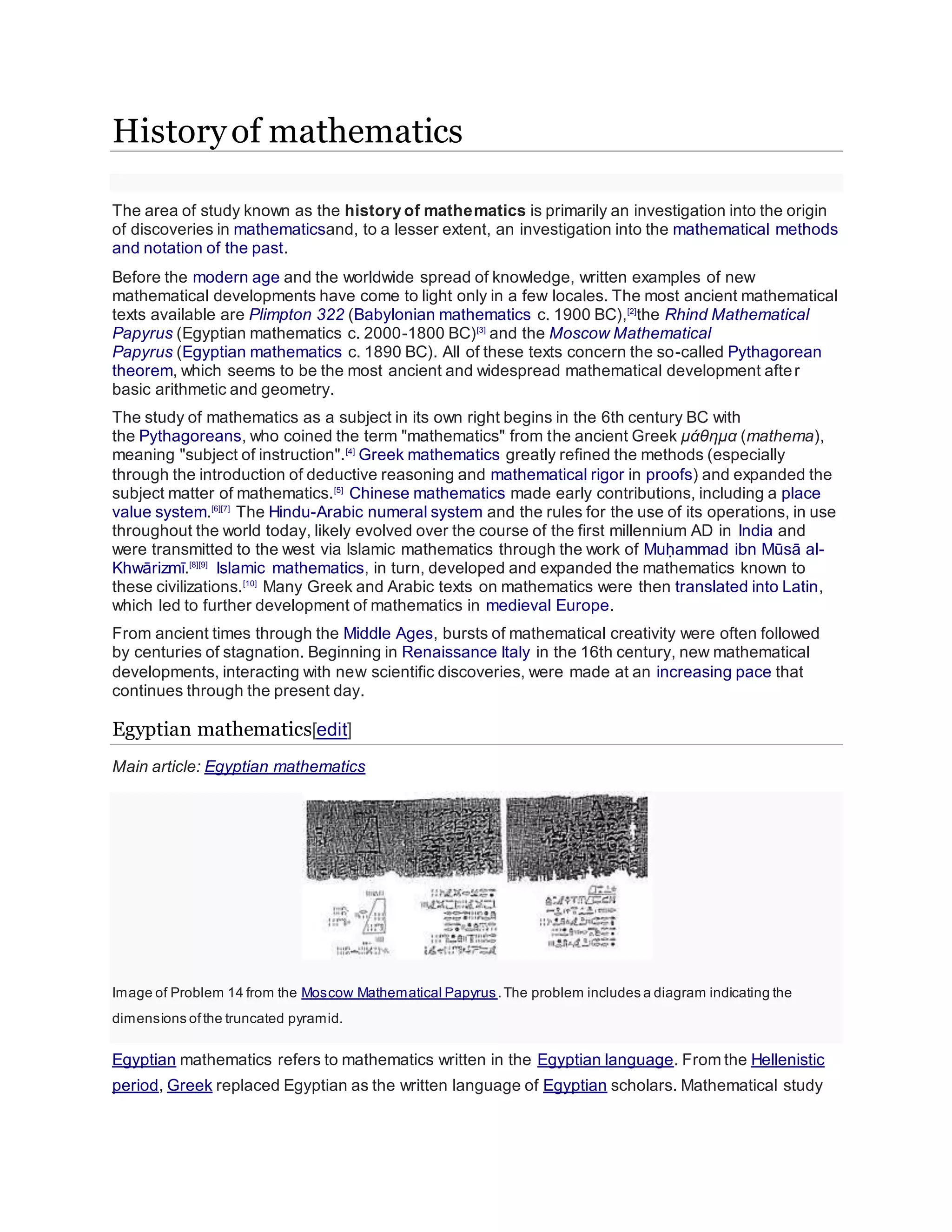History of mathematics | DOCX