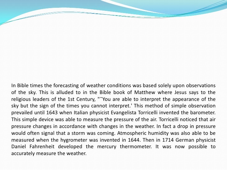 History of meteorology and invention of weather instruments