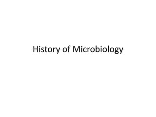 History of Microbiology
 