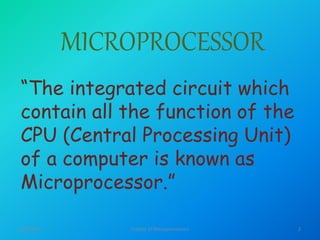 History of intel microprocessors ppt | PPTX