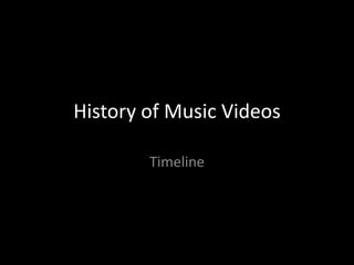 History of Music Videos
Timeline
 