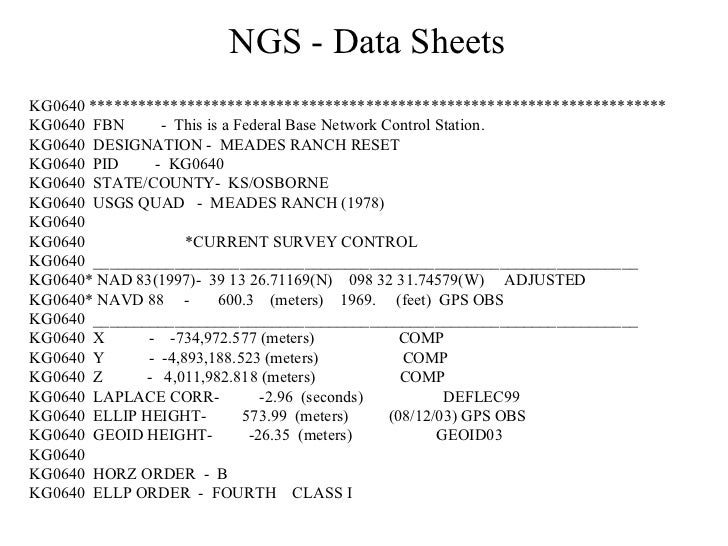 history of north american datums ngs data sheets