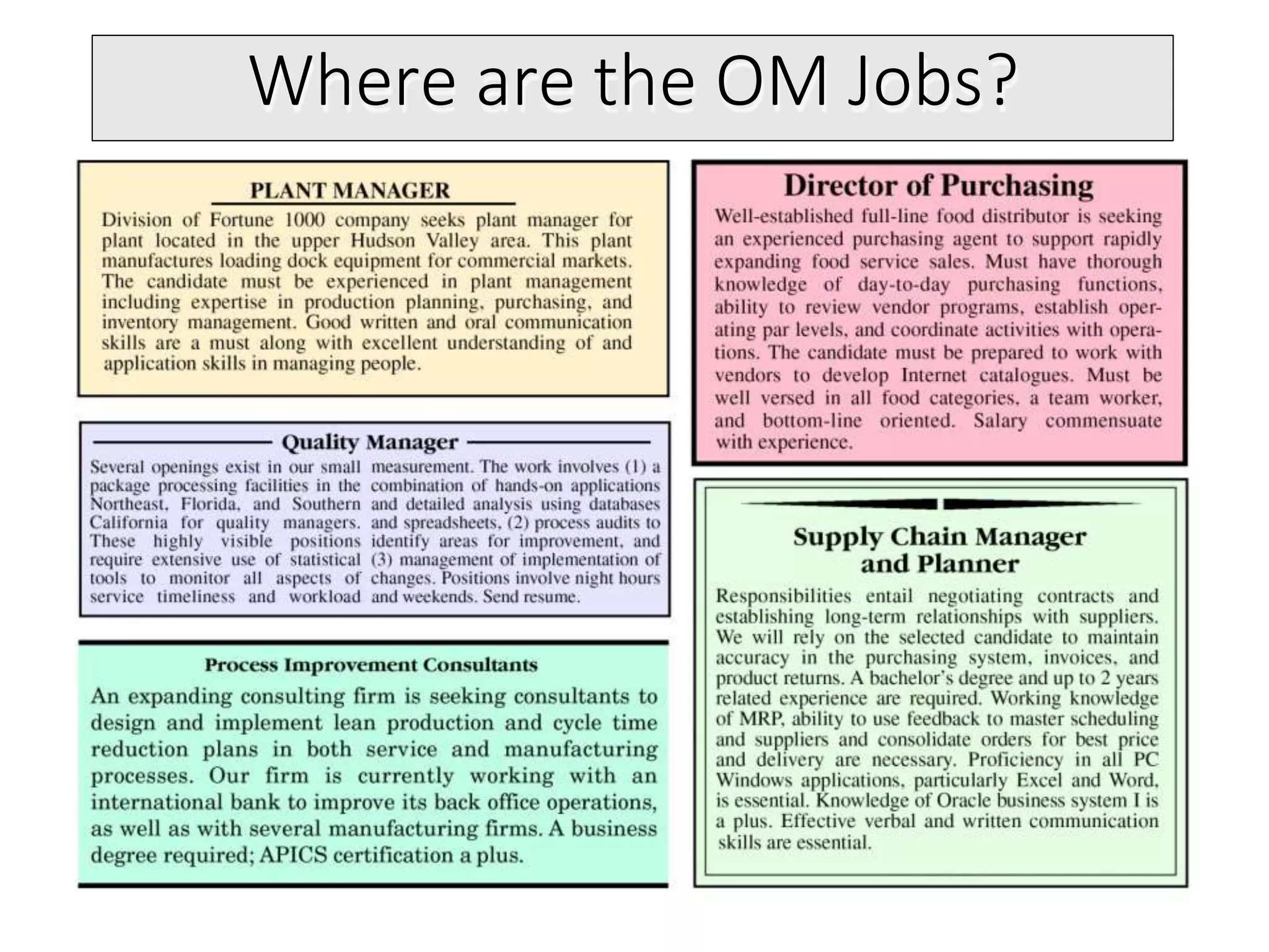 Where are the OM Jobs?
 
