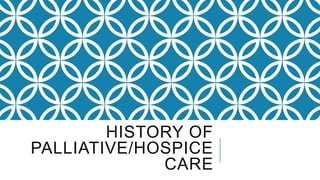 HISTORY OF
PALLIATIVE/HOSPICE
CARE
 