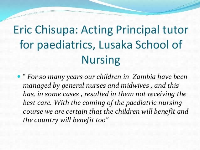 History Of Pediatric Nursing Development In Zambia