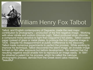 Talbot Photography Process History of photography ppt | PPT