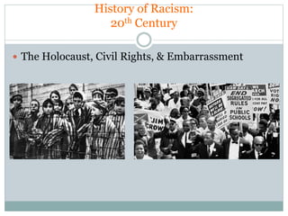 History of Racism:
20th Century
 The Holocaust, Civil Rights, & Embarrassment
 