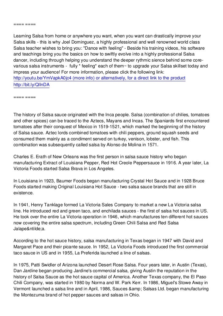 History of salsa sauce the mexican connection