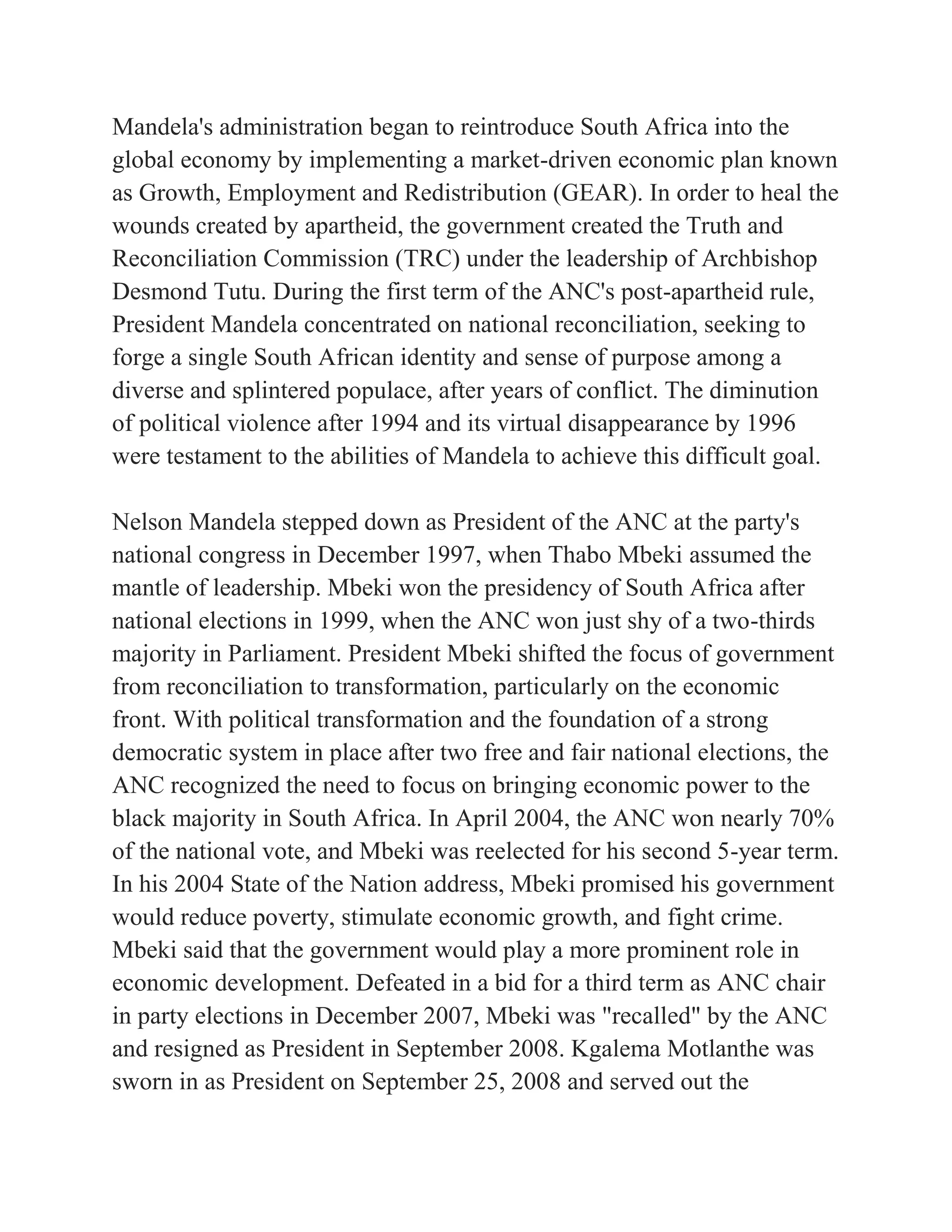 History of south africe