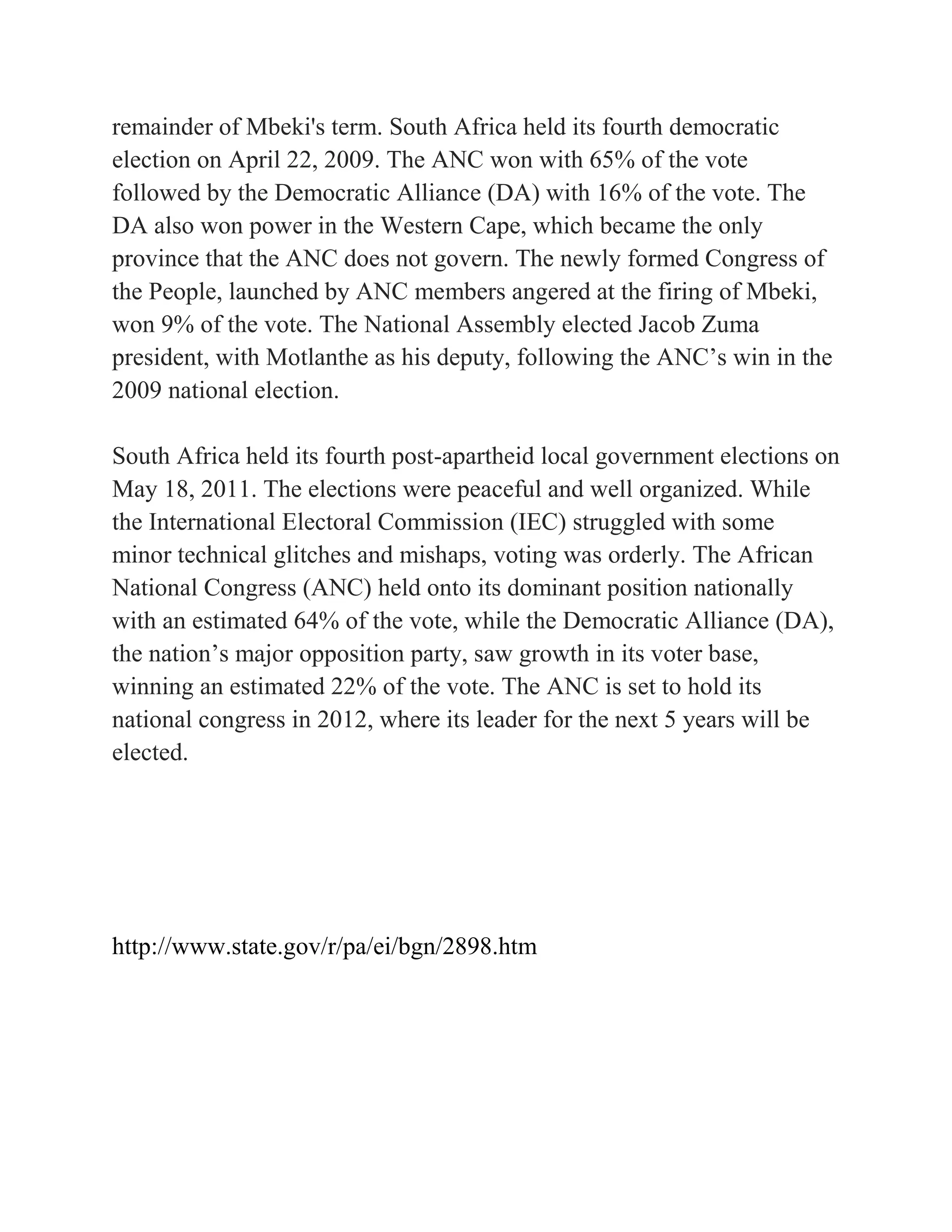 History of south africe