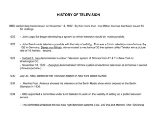 History of t.v | PPT