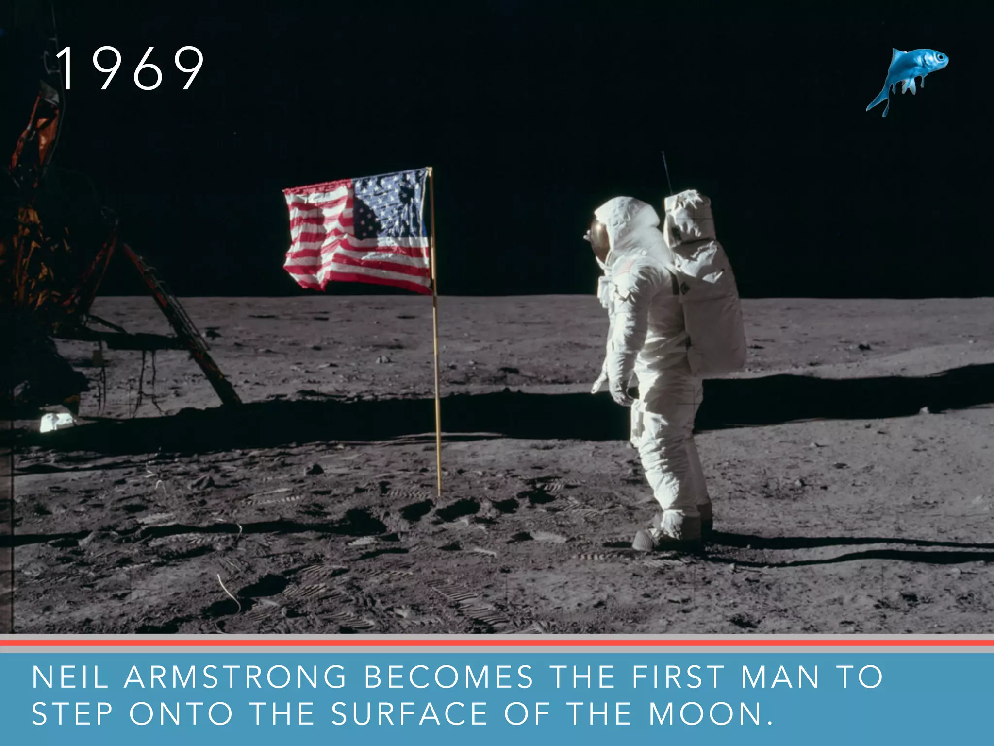 1 9 6 9
NEIL ARMSTRONG BECOMES THE FIRST MAN TO
STEP ONTO THE SURFACE OF THE MOON.
 