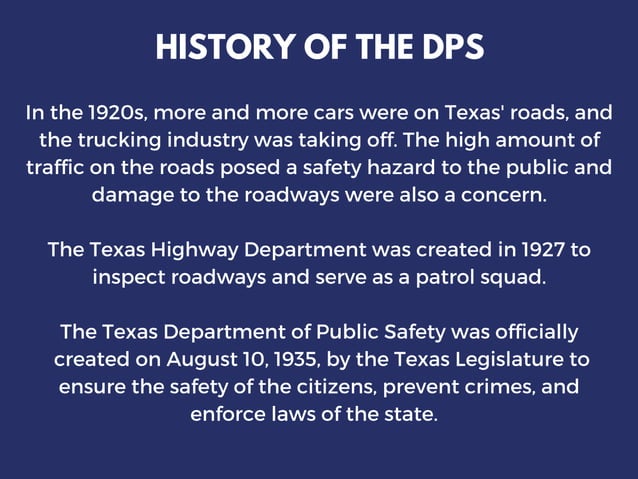 History of the Texas Department of Public Safety | PDF