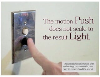 The motion Push
  does not scale to
the result Light.



       This abstracted interaction with
       technology represe...