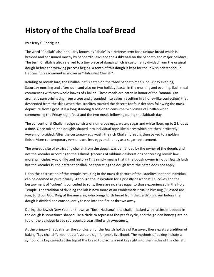 History of the challa loaf bread