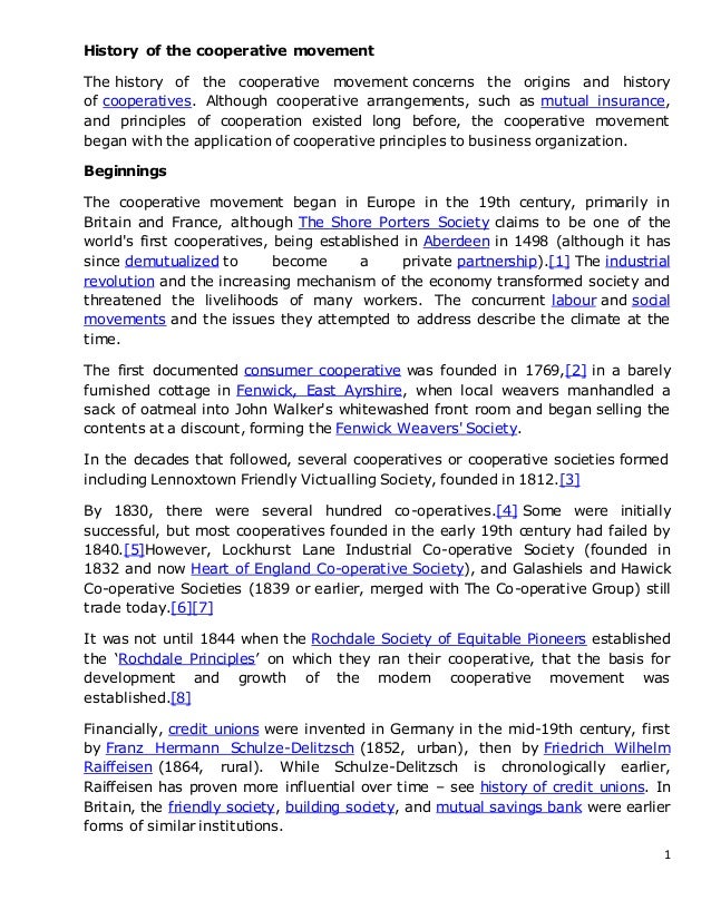 History of the cooperative movement