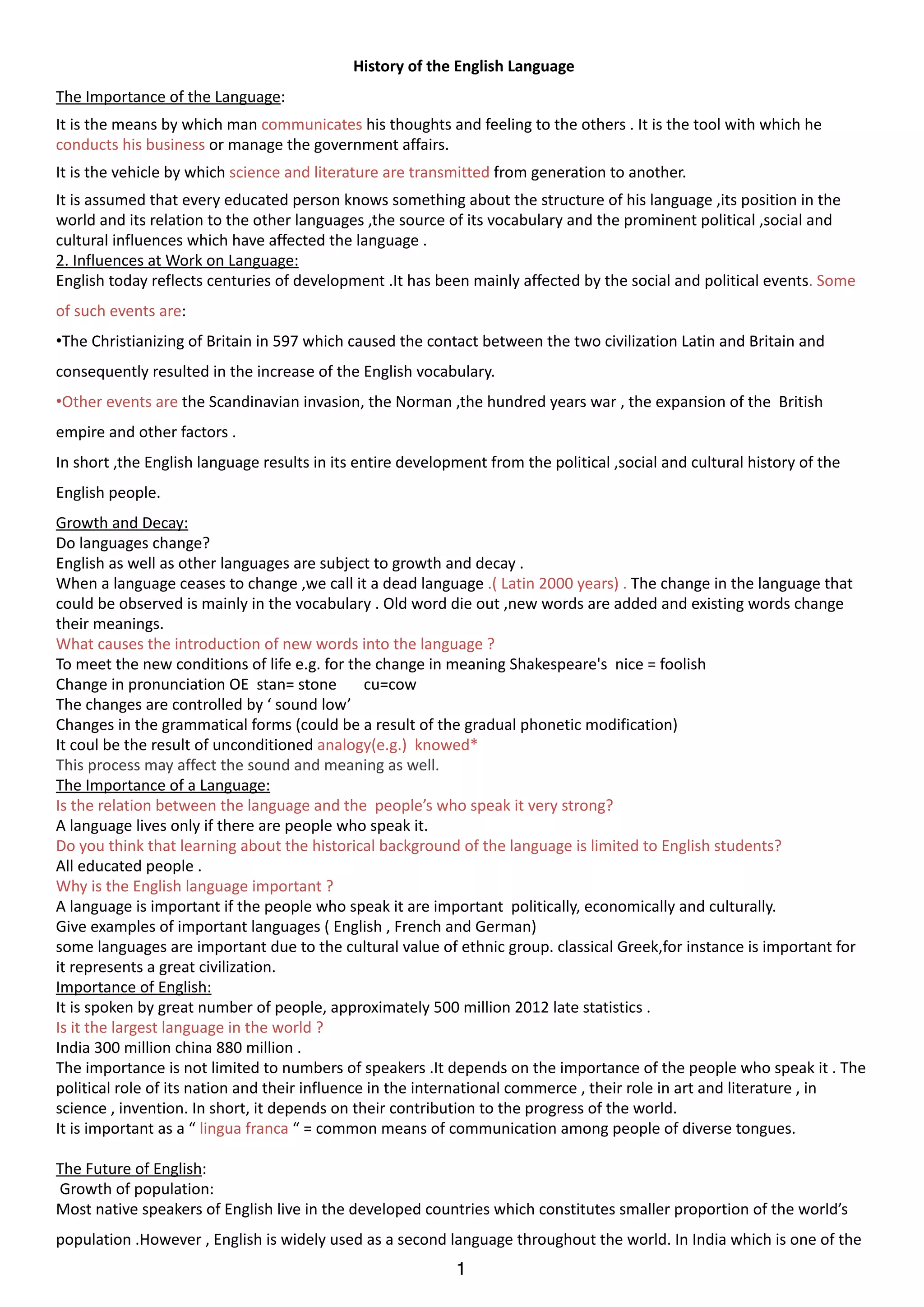 History of the English Language | PDF