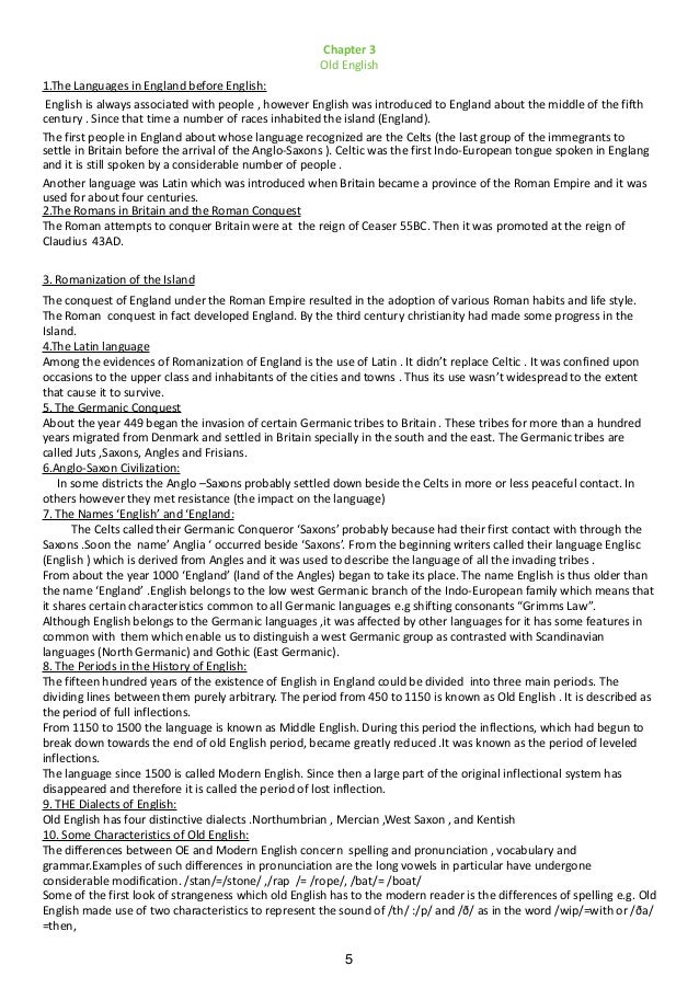 Summary Of A History Of The English Language