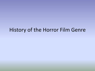 History of the Horror Film Genre
 