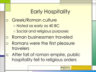 History of the hospitality industry