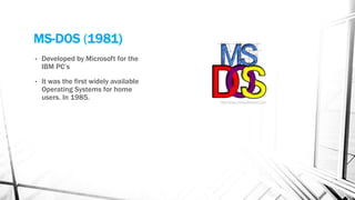 Presentation on History of the operating systems | PPT