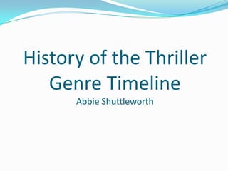 History of the Thriller
Genre Timeline
Abbie Shuttleworth

 