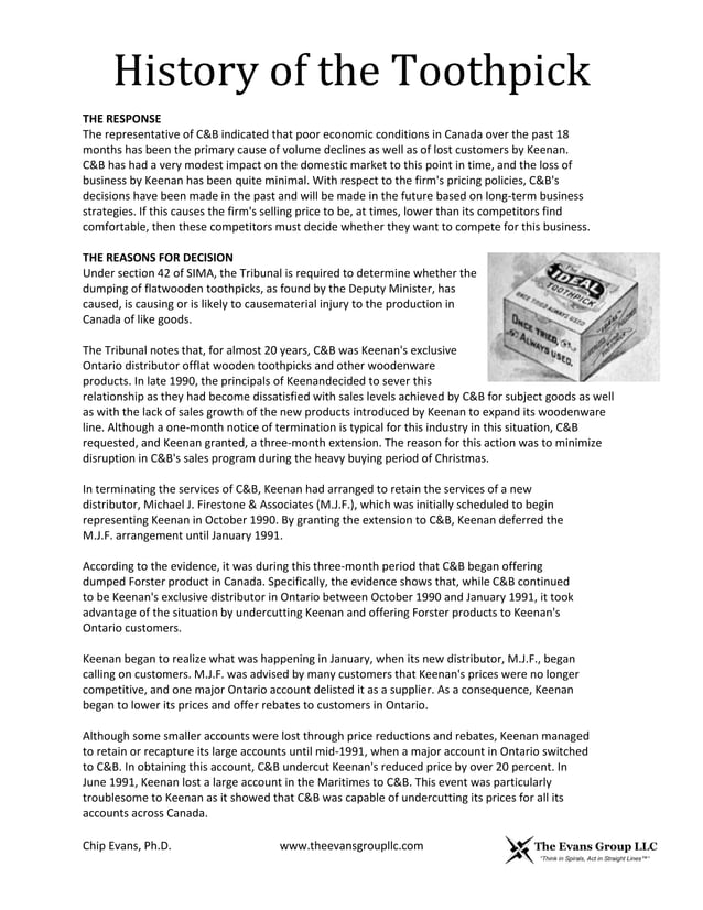 History of the toothpick