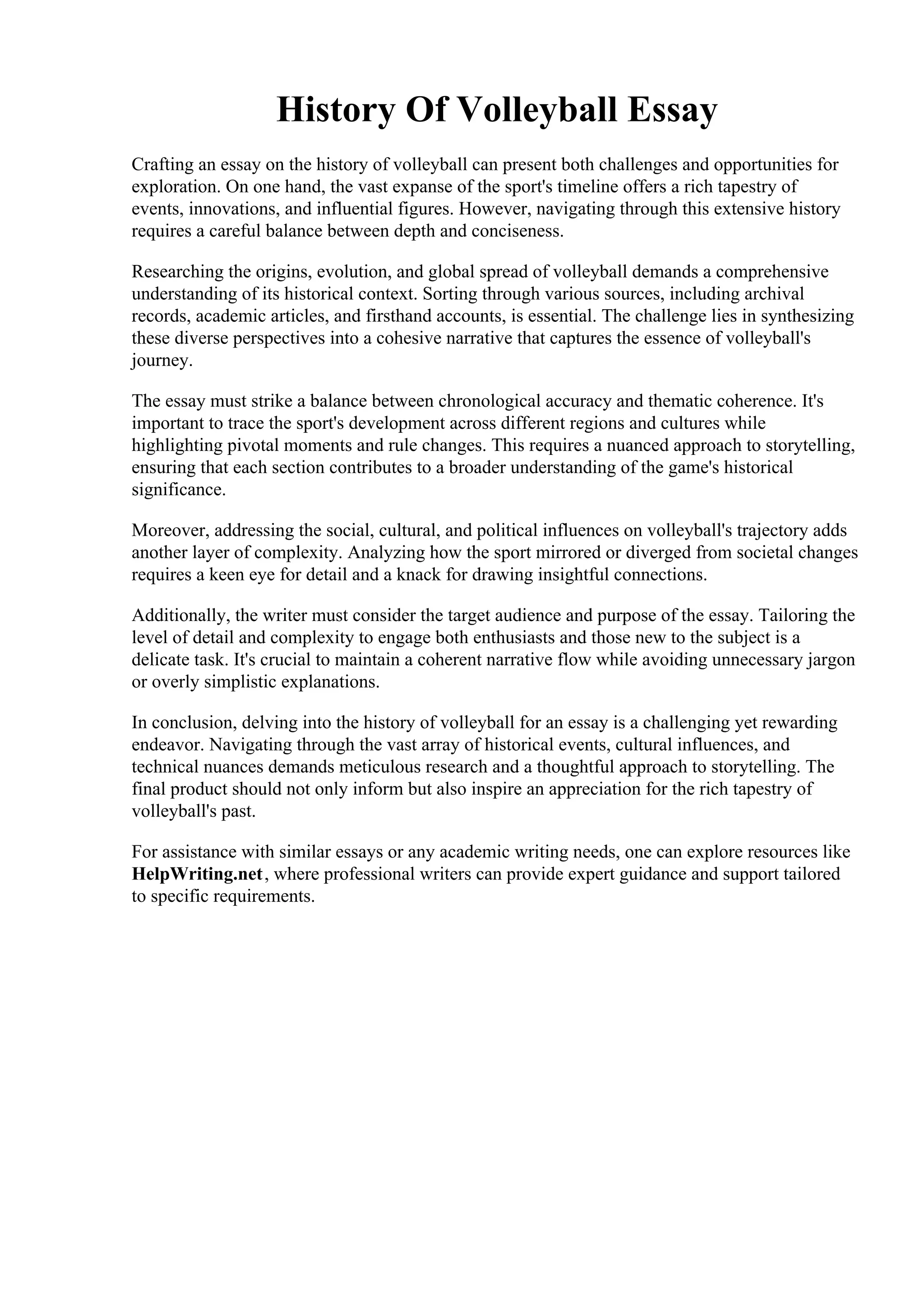 History Of Volleyball Essay. PPT Volleyball PowerPoint Presentation