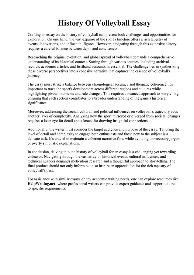 History Of Volleyball Essay. PPT Volleyball PowerPoint Presentation